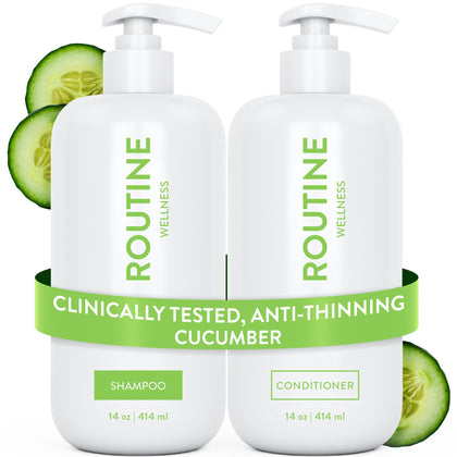 Routine Wellness Anti-Thinning Shampoo front view with cucumber scent