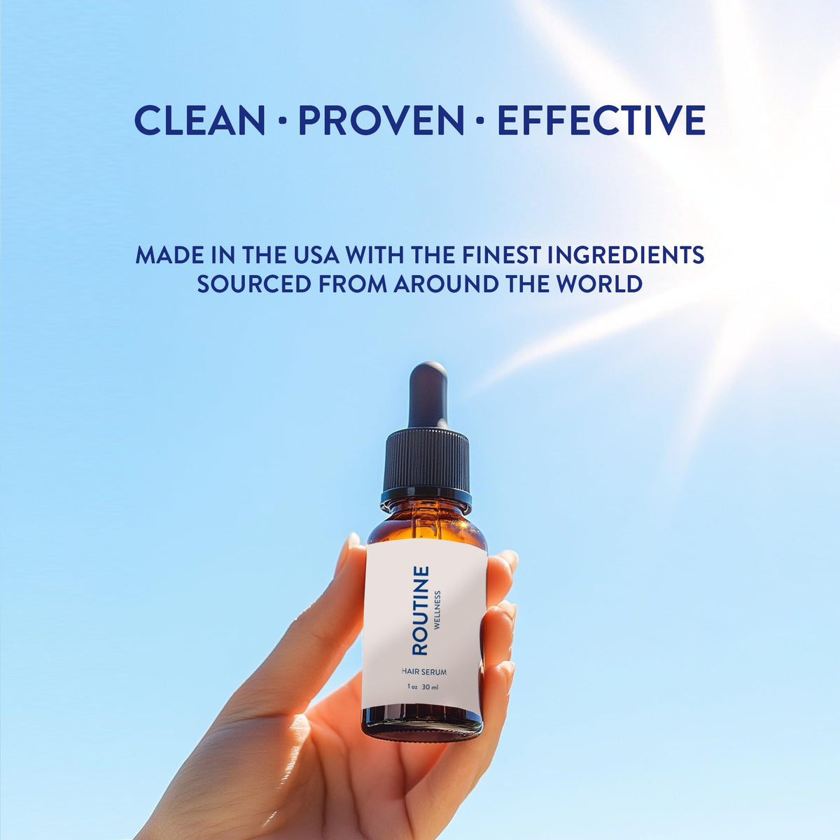 Routine Wellness Hair Serum side view highlighting the pump dispenser