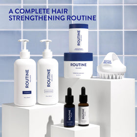 Routine Wellness Shampoo & Conditioner Set in a bathroom setting