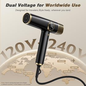 ROUUO Dual Voltage Hair Dryer with diffuser attachment
