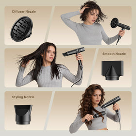 ROUUO hair dryer with magnetic nozzles