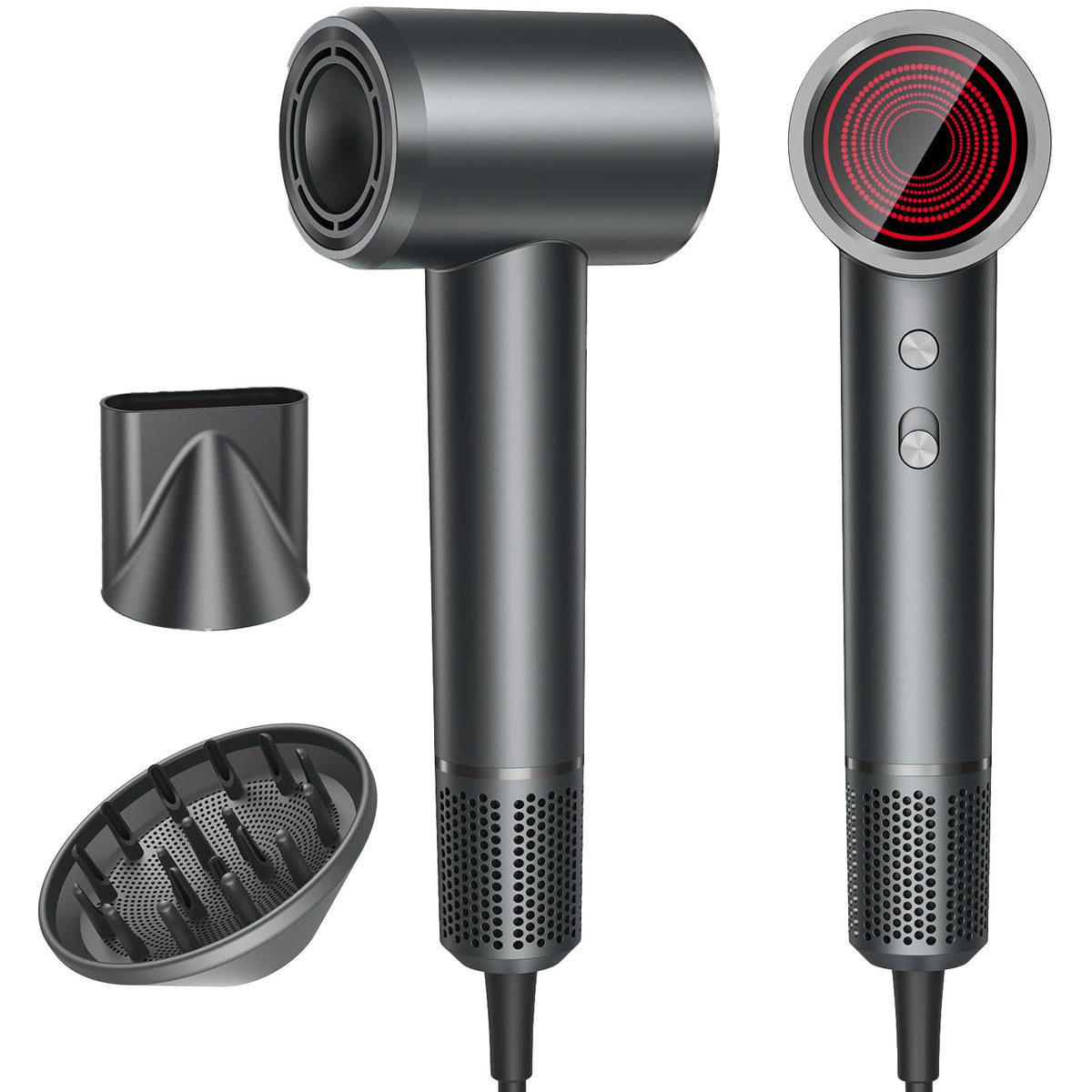 ROUUO Professional Ionic Hair Dryer front view with diffuser