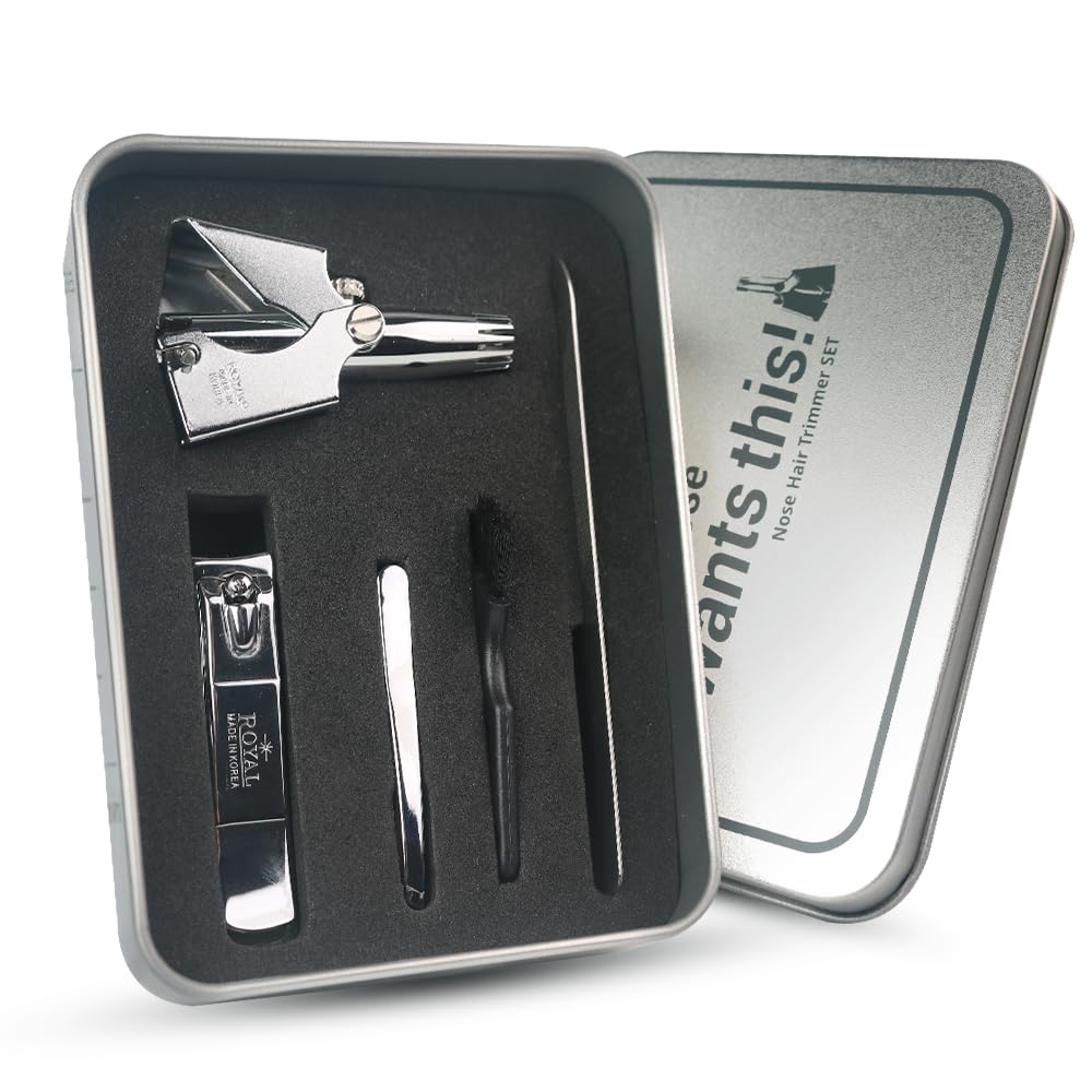 ROYAL Nose Hair Trimmer Set including nail clippers and tweezers