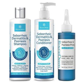 Roycederm 3-Step Scalp Care Bundle including shampoo, conditioner, and serum