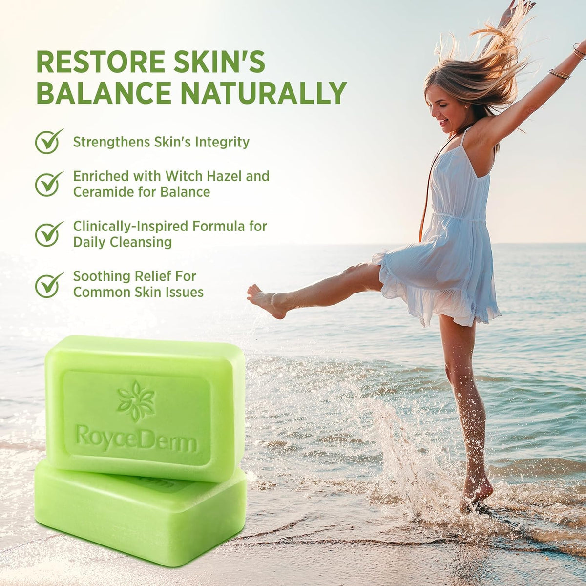 Roycederm Antifungal Bar Soap displayed with gym accessories