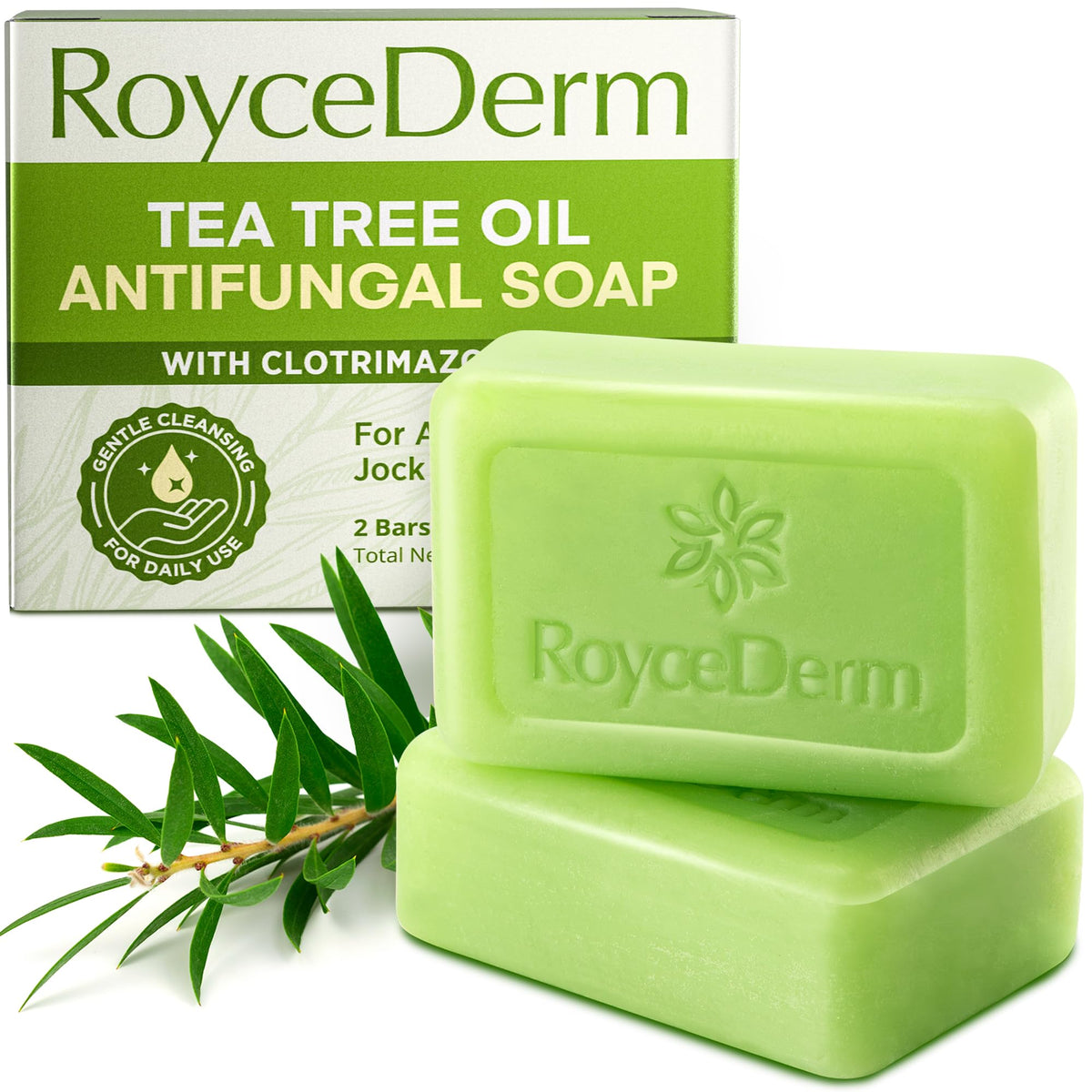 Roycederm Antifungal Bar Soap front view with packaging