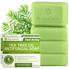 Roycederm Antifungal Bar Soap front view with tea tree oil scent