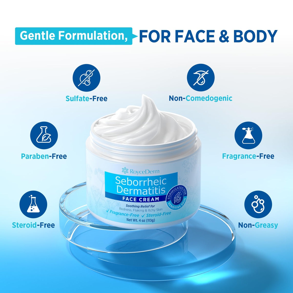 Roycederm Face Cream on a bathroom shelf
