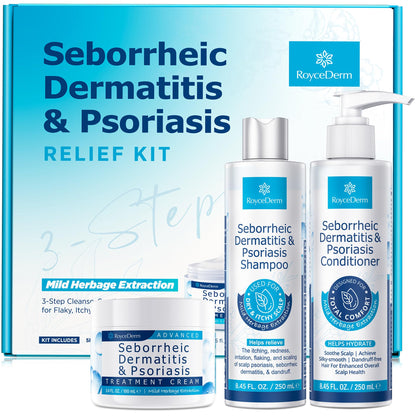Roycederm Scalp Therapy System cream, shampoo, and conditioner set