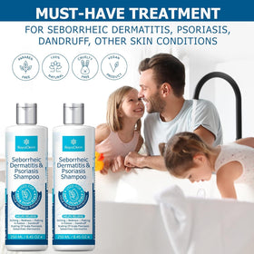 Roycederm Seborrheic Dermatitis Shampoo 331g in a bathroom setting