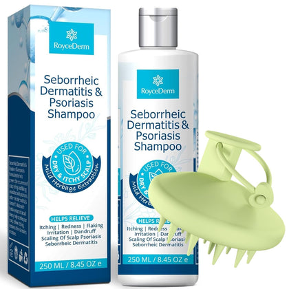 Roycederm Seborrheic Dermatitis Shampoo and Scalp Massager Brush set