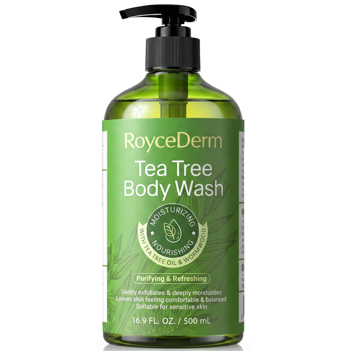 Roycederm Tea Tree Body Wash 16.9 Fl Oz front view