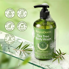 Roycederm Tea Tree Body Wash 16.9 Fl Oz with towel