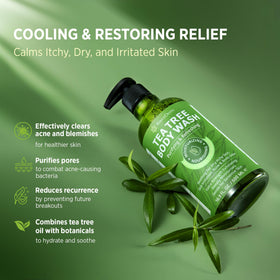 Roycederm Tea Tree Body Wash lathering on a loofah