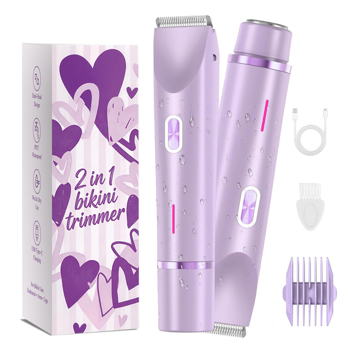 RtLvio Bikini Trimmer purple model front view