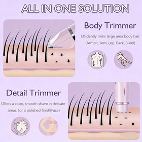 RtLvio Bikini Trimmer side view showing dual head design