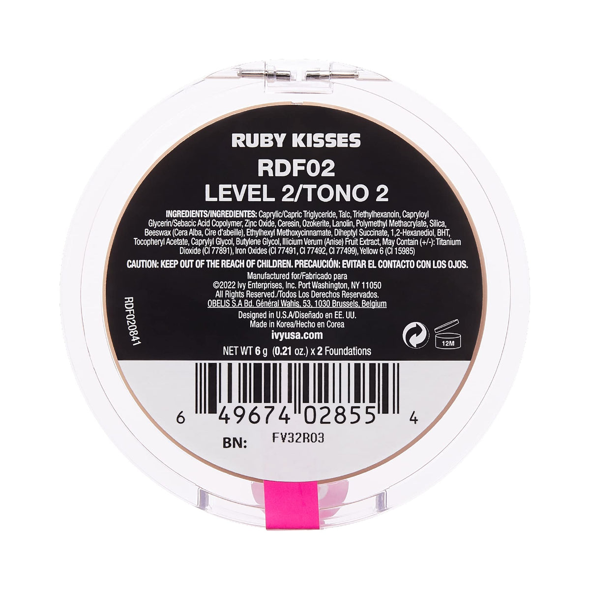 Ruby Kisses 3D Face Creator Cream Foundation Level 2 shade comparison