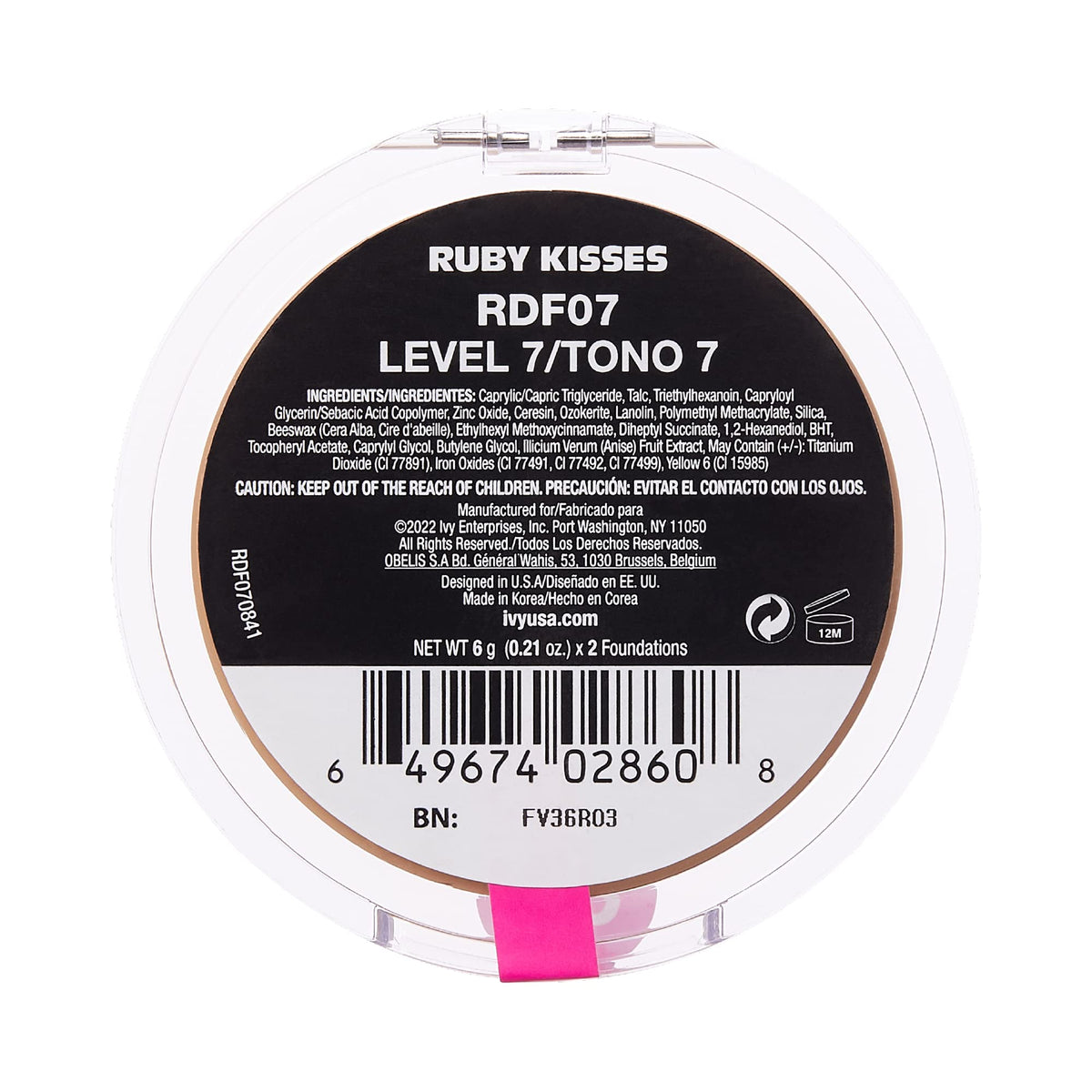 Ruby Kisses 3D Face Creator Cream Foundation Level 7 open view