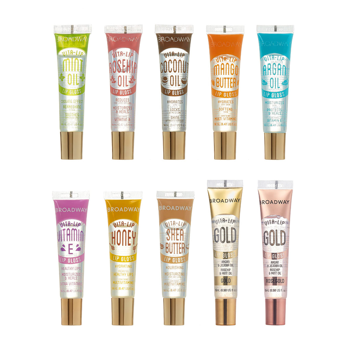 Ruby Kisses Broadway Vita-Lip Clear Lip Gloss 10 Pack front view