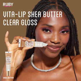 Ruby Kisses Vita-Lip Gloss tubes arranged on a vanity
