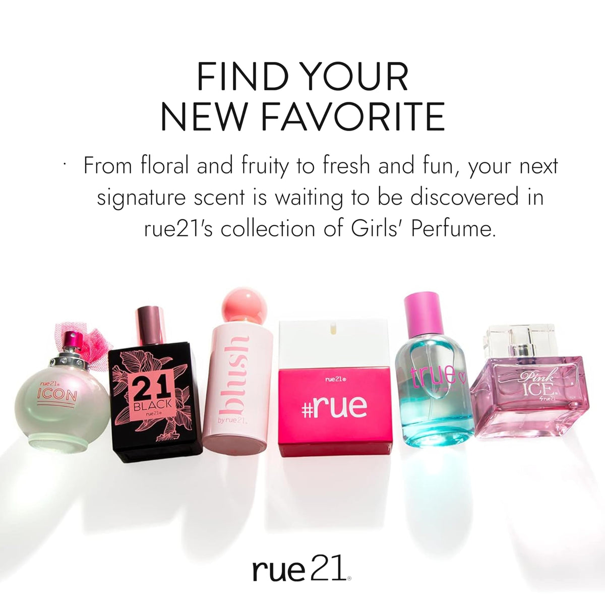 Rue 21 Black Eau De Parfum 1.7 fl oz bottle with tropical background