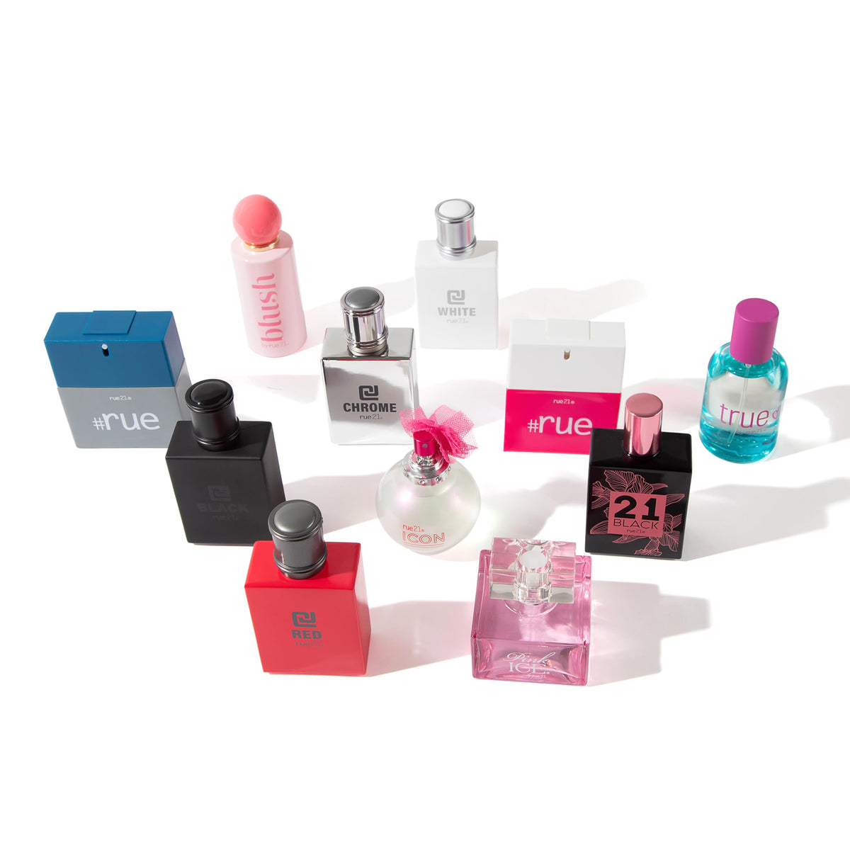 Rue 21 Black Eau De Parfum 1.7 fl oz on a vanity