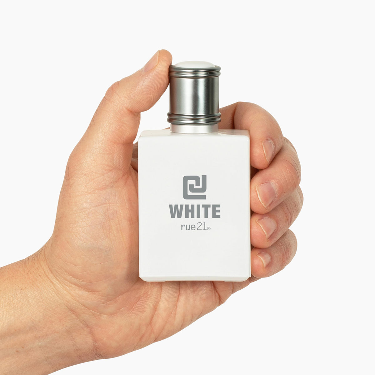 Rue 21 CJ White Men's Cologne Spray bottle close-up