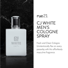 Rue 21 CJ White Men's Cologne Spray packaging