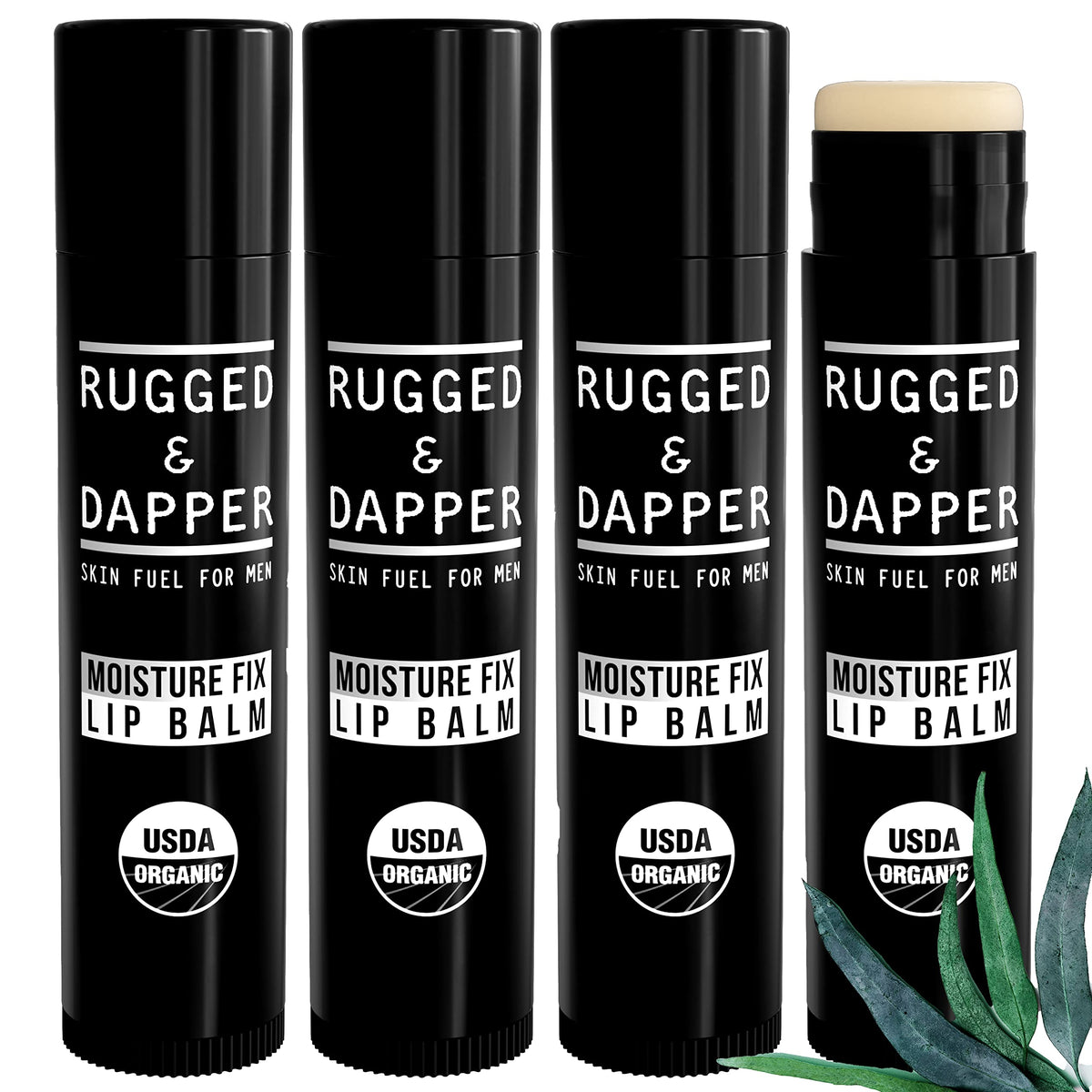 RUGGED & DAPPER Lip Balm for Men 4 pack front view