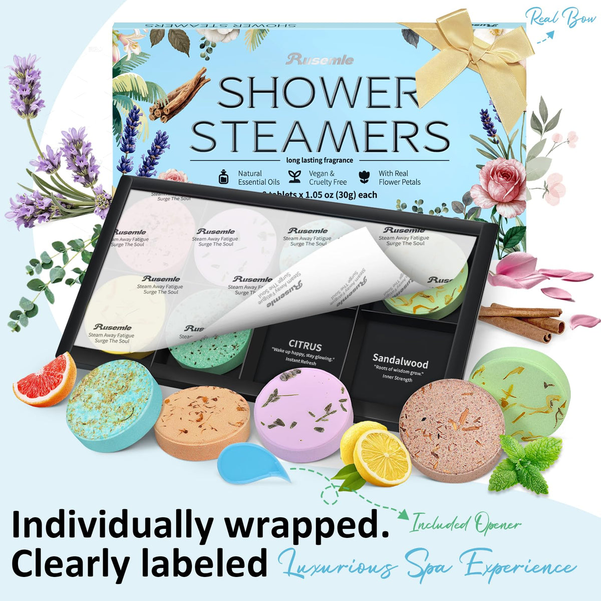 RUSEMLE shower steamer tablet in lavender scent