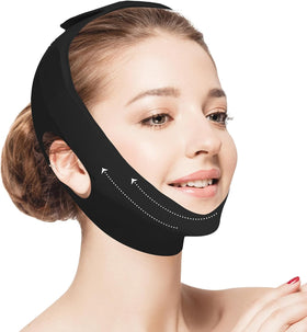 RUSHFORWARD Jawline Shaper Chin Strap front view in pure black