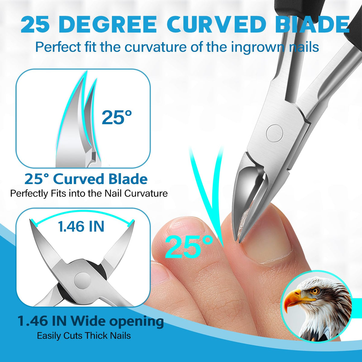 Rust-proof stainless steel toenail clippers in packaging