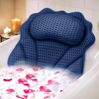 RUVINCE Bath Pillow dark blue front view with ergonomic design