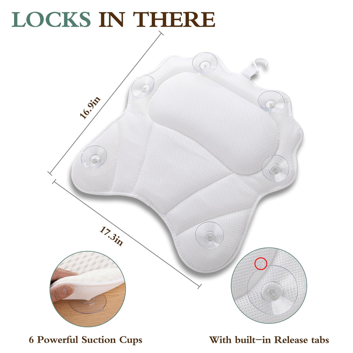 RUVINCE bath pillow in a relaxing bathtub setting