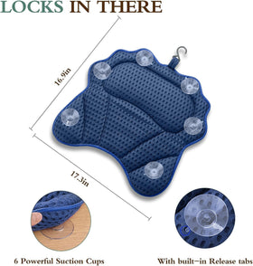 RUVINCE Bath Pillow showing 6 suction cups for secure attachment