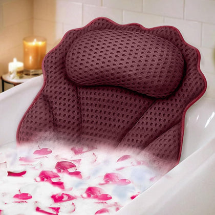 RUVINCE ergonomic bath pillow dark red front view