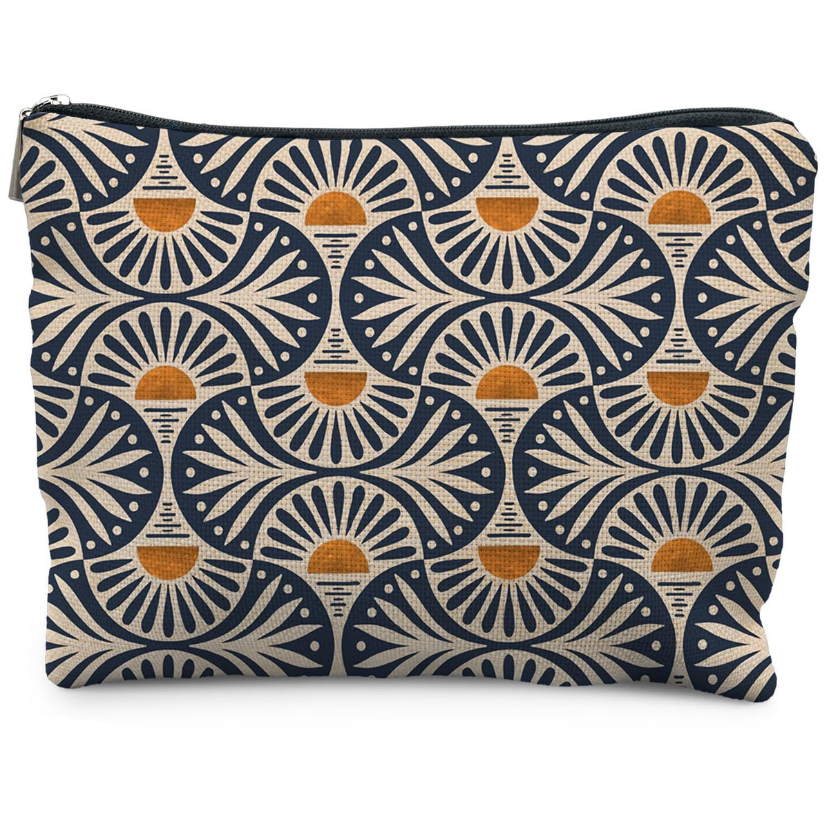 RYYCDOI Boho Makeup Bag front view with sunset leaf design