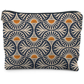 RYYCDOI Boho Makeup Bag front view with sunset leaf design