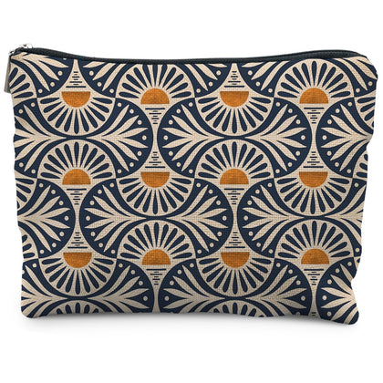 RYYCDOI Boho Makeup Bag front view with sunset leaf design