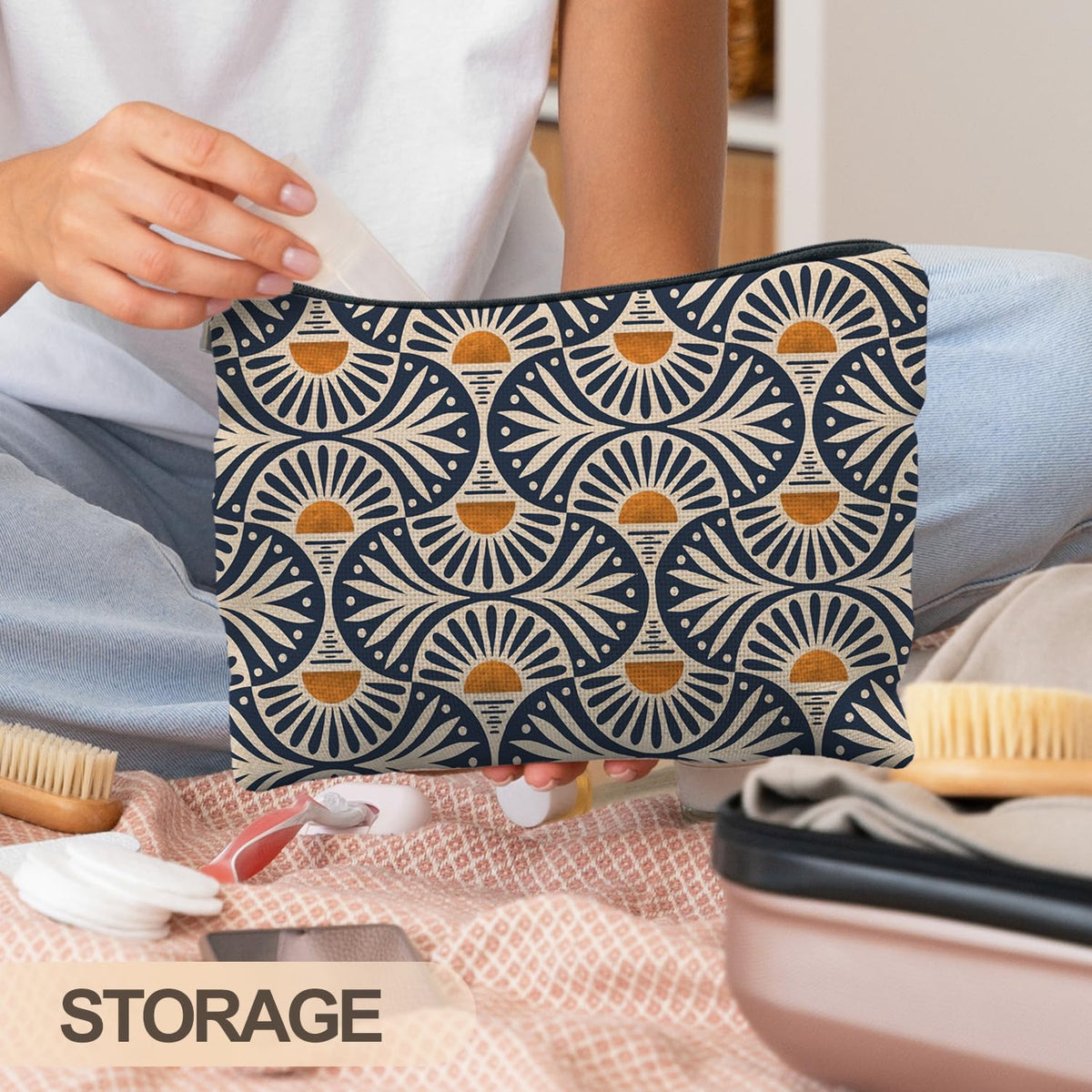 RYYCDOI Boho Makeup Bag gift presentation with ribbon