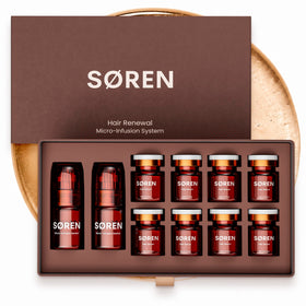 SØREN Micro Infusion Hair Renewal System kit with applicator and serum bottles
