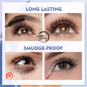SACE LADY Black Mascara in hand with a backdrop of makeup tools