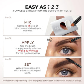 SACE LADY Eyebrow Color Kit components displayed on a vanity