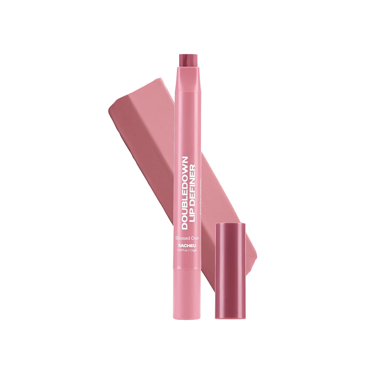 Sacheu DoubleDown Lip Definer front view showing dual-color bullet