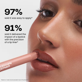 Sacheu DoubleDown Lip Definer in use on model's lips