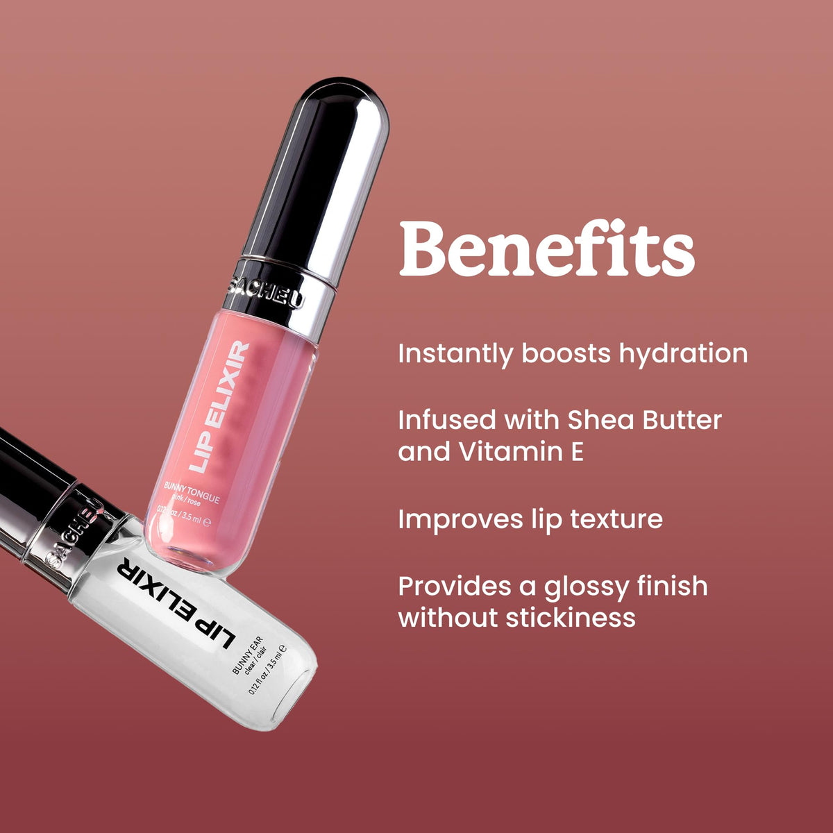 Sacheu Lip Elixir Hydrating Lip Gloss Chai Macaron swatch on skin