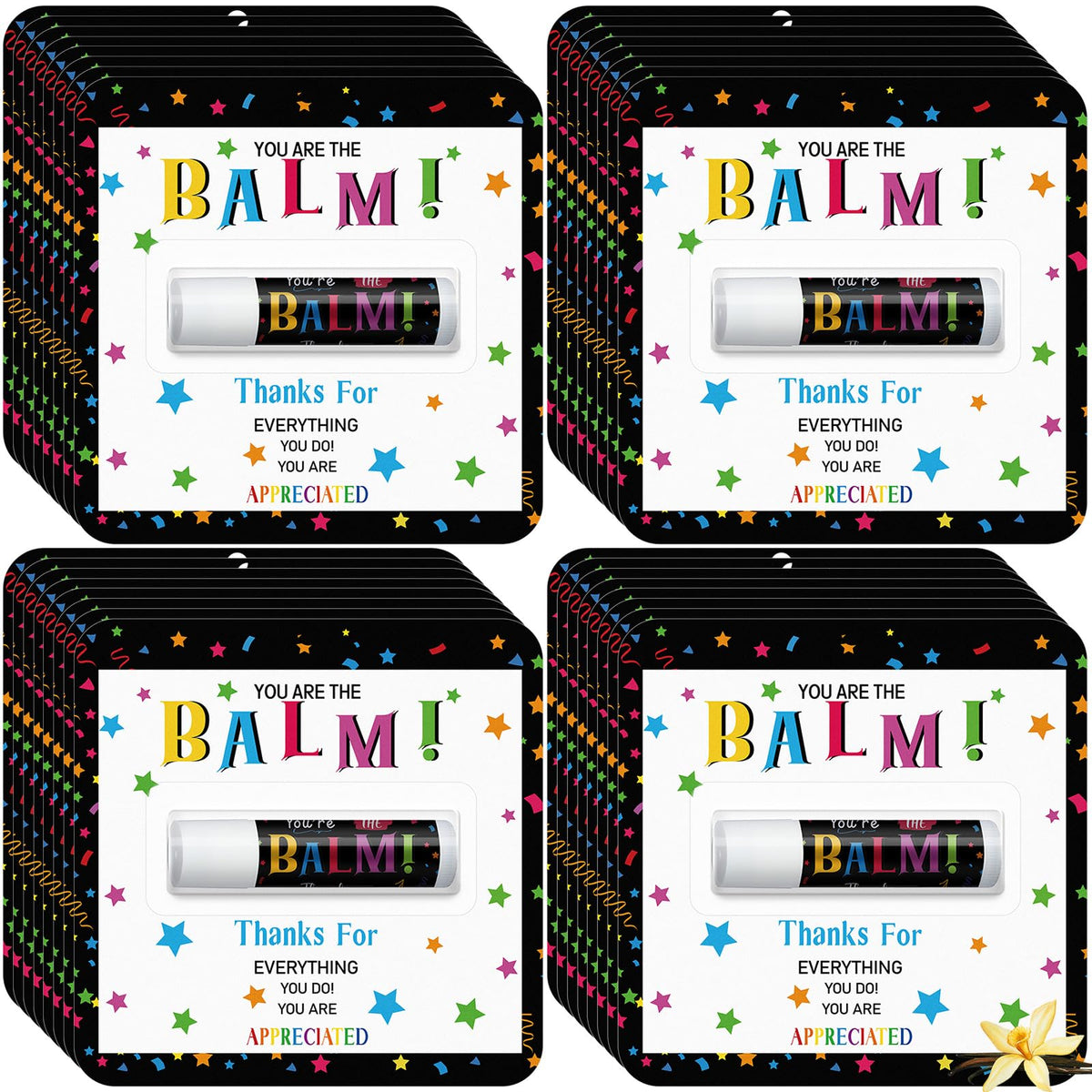 Sacubee 5 pack vanilla lip balms individually wrapped