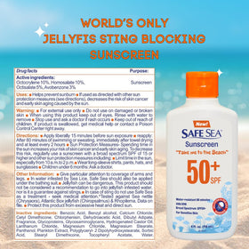 SAFE SEA Jellyfish Sting-Blocking sunscreen 4.0 oz size comparison