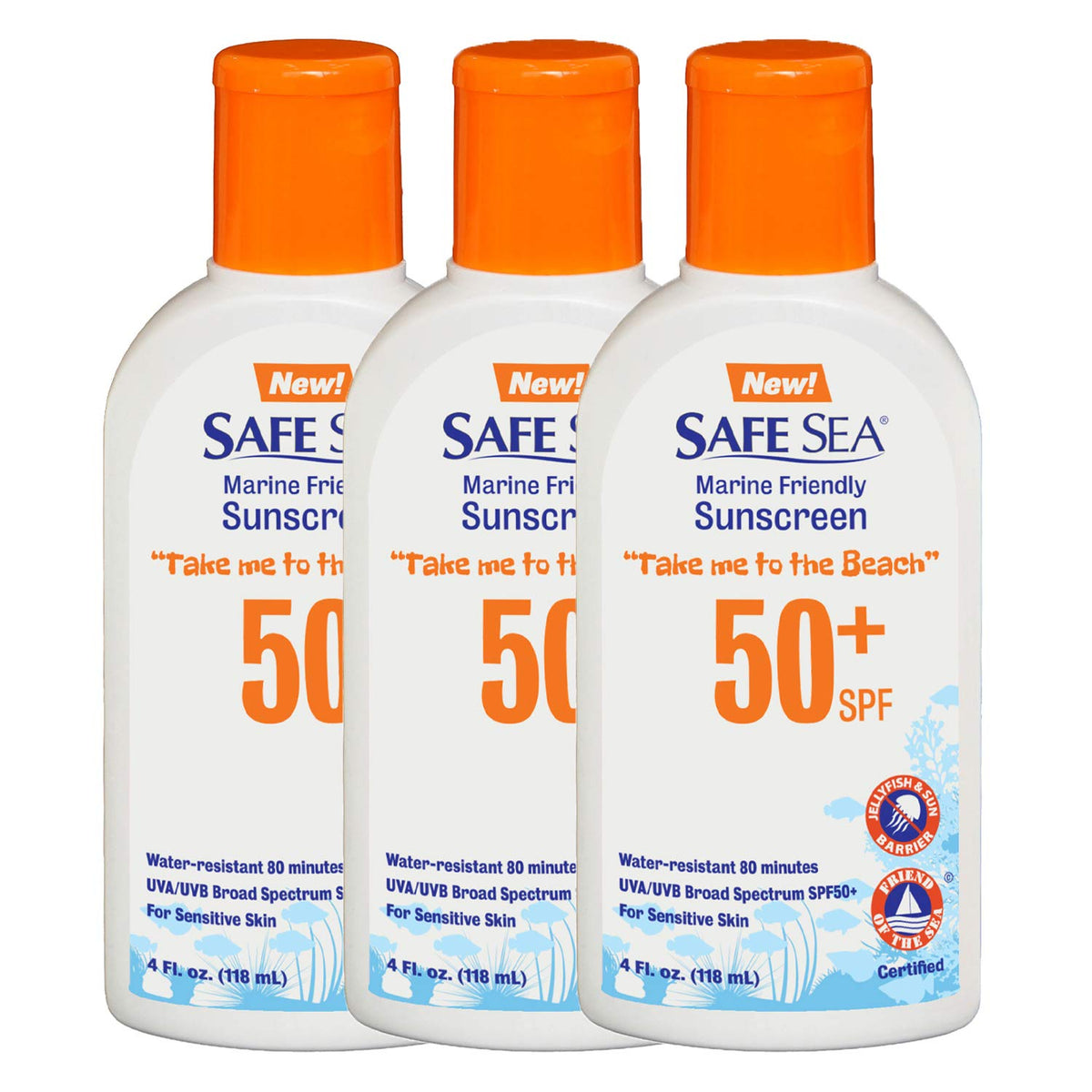 SAFE SEA Jellyfish Sting-Blocking Sunscreen SPF 50+ front view