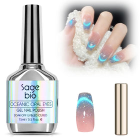 SAGEBIO Cat Eye Gel Nail Polish 15ml Blue Tears front view